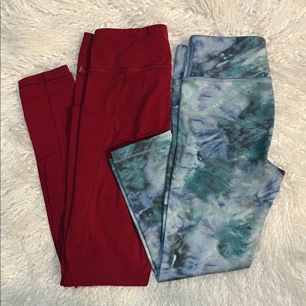 Red and Tie-Dye Leggings Set size M/8-10